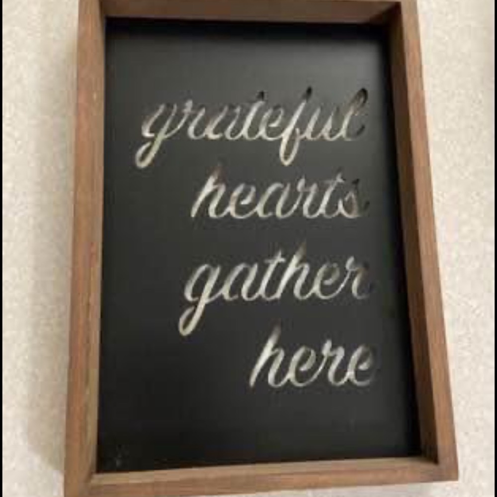 Wood frame & black metal Sign